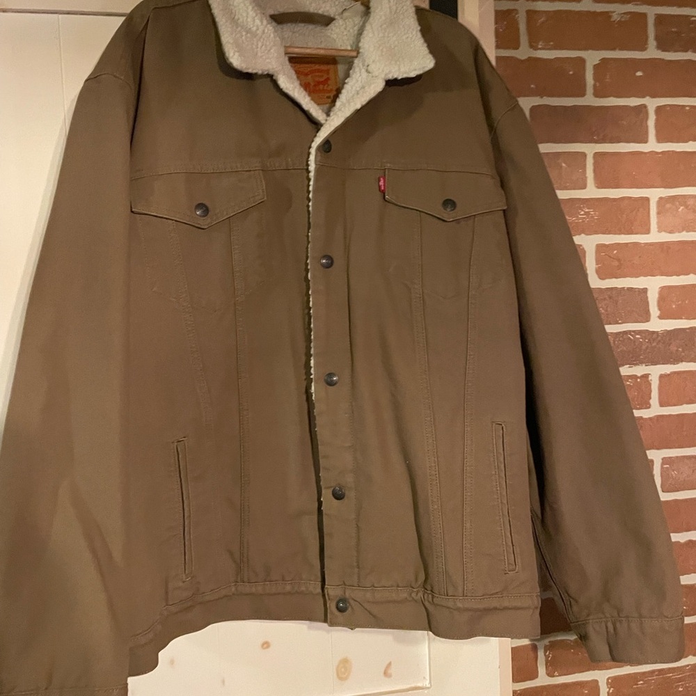 Levi's Tan Sherpa-Lined Military Jacket